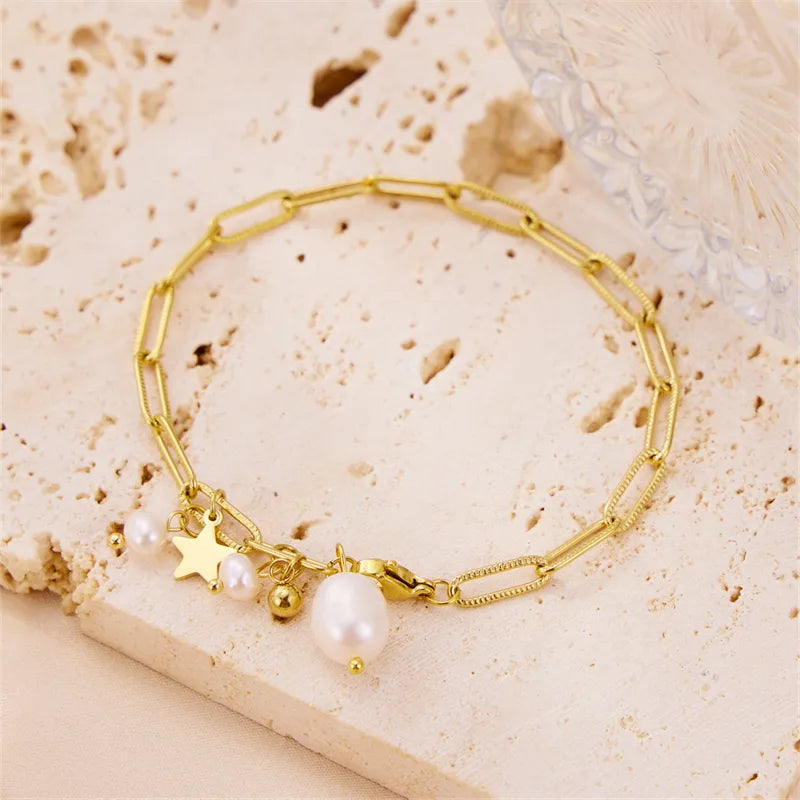 Pulsera con Perlas y Estrella